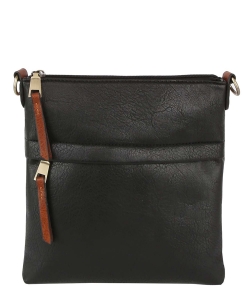Fashion Zip Pocket Crossbody Bag LHU451 BLACK